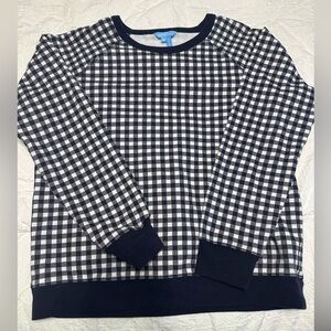 Draper James White and Navy Gingham Natalie Sweatshirt Size L!